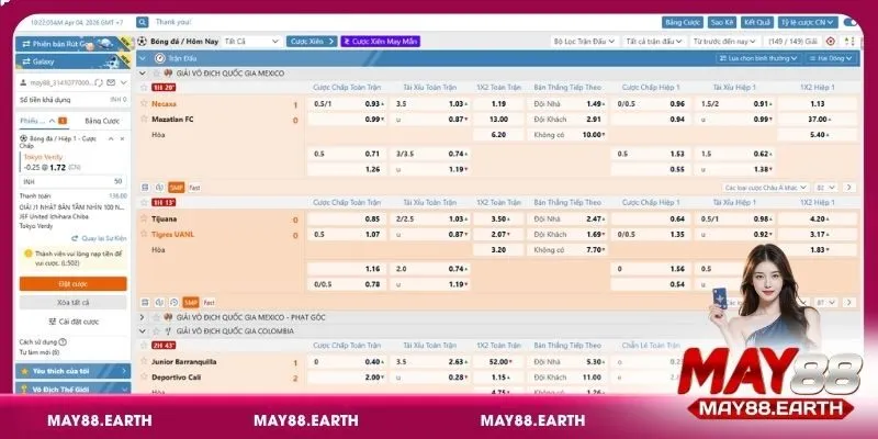 Bước 3: Thực hiện cách đặt cược trên May88 và xác nhận lệnh cược