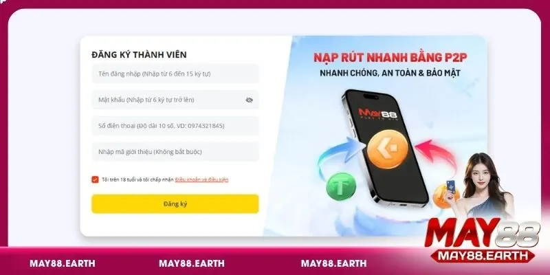 Đăng ký May88 có thể hoàn tất chỉ sau 3 bước